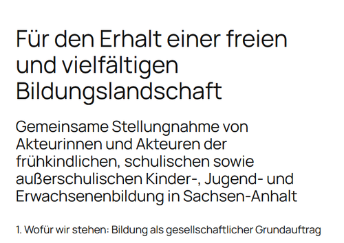 Screenshot der Webseite der Gemeinsamen Stellungnahme