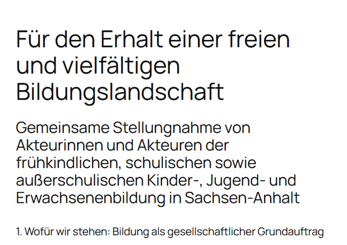 Screenshot der Webseite der Gemeinsamen Stellungnahme