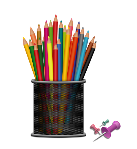 Buntstifte in einem Stiftköcher